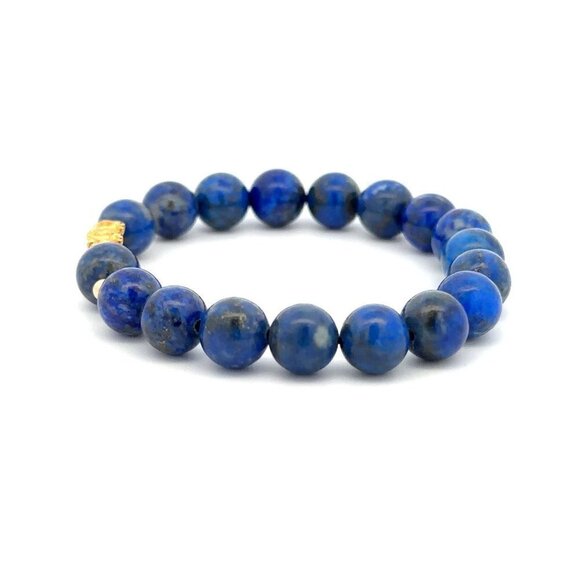 18K Gold Dragon Pixiu Piyao Lucky Charm Beads Bracelet Gemstones Lapis Lazuli 8m - Picture 6 of 8